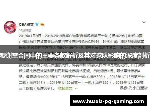 穆谢奎合同中的主要条款解析及其对球队影响的深度剖析